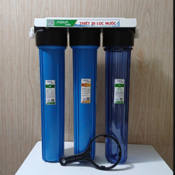 BỘ 3 CÔC LỌC THÔ 20IN GẦY ( 1 trong 2 xanh) GIÁ SẮT NANO ( CATION + UF )