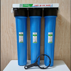 BỘ 3 CÔC LỌC THÔ 20IN  GẦY ( 3 XANH ) GIÁ SẮT NANO ( Bộ lõi 20in CTO)