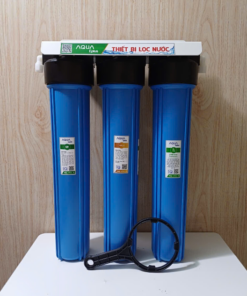 BỘ 3 CÔC LỌC THÔ 20IN GẦY ( 3 xanh) GIÁ SẮT NANO ( CATION + UF )