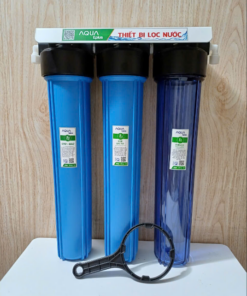 BỘ 3 CÔC LỌC THÔ 20IN (1 TRONG 2 XANH) GẦY GIÁ SẮT NANO ( Bộ lõi 20in CTO)