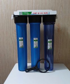 BỘ 3 CÔC LỌC THÔ 20IN GẦY ( 1 trong 2 xanh) GIÁ SẮT NANO ( UF )